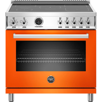 Bertazzoni Professional Series 36" Glossy Orange Slide-In Smoothtop Induction Range with Self Clean - Convection
