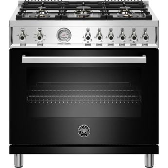 Bertazzoni Professional Series 36" Glossy Black Slide-In Liquid Propane Sealed Burner Range - Convection
