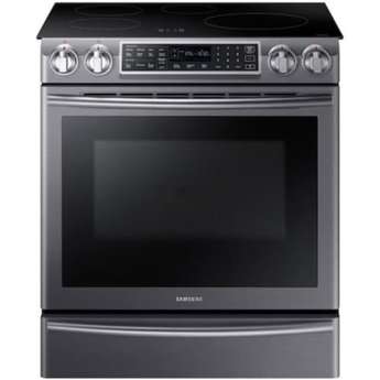 Samsung 30" Fingerprint Resistant Black Stainless Steel Slide-In Induction Smoothtop Range - Convection - ADA Compliant