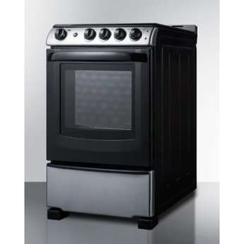 Summit 24" Black & Stainless Steel Front Control with Storage Drawer Slide-In Smoothtop Electric Range — thumbnail 2