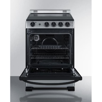 Summit 24" Black & Stainless Steel Front Control with Storage Drawer Slide-In Smoothtop Electric Range — thumbnail 4
