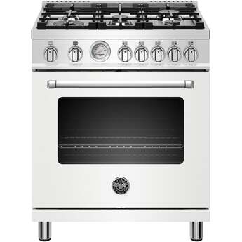 Bertazzoni Master Series 30" Matte White Slide-In Natural Gas Sealed Burner Range - Convection