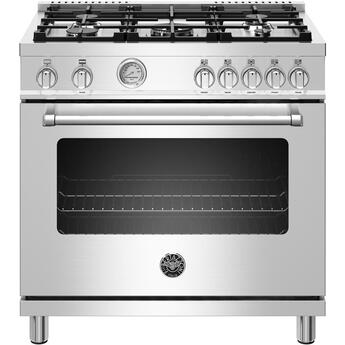 Bertazzoni Master Series 36" Stainless Steel Slide-In Natural Gas Sealed Burner Range - Convection