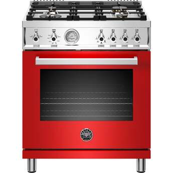Bertazzoni Professional Series 30" Glossy Red Slide-In Liquid Propane Sealed Burner Range - Convection