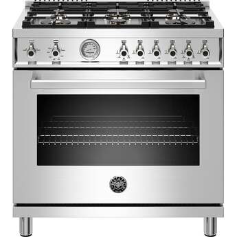 Bertazzoni Professional Series 36" Stainless Steel Slide-In Natural Gas Sealed Burner Range - Convection