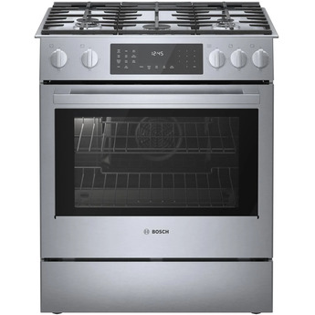 Bosch 800 30" Stainless Steel Sealed Burner Slide-In Dual Fuel Range - Convection