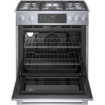 Bosch 800 30" Stainless Steel Sealed Burner Slide-In Dual Fuel Range - Convection — thumbnail 2