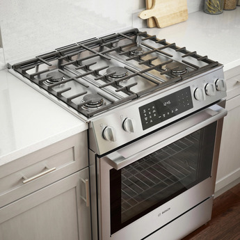 Bosch 800 30" Stainless Steel Sealed Burner Slide-In Dual Fuel Range - Convection — thumbnail 7