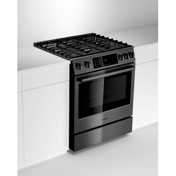 Bosch 800 30" Black Stainless Steel Sealed Burner Slide-In Natural Gas Range - Convection — thumbnail 5