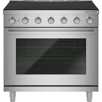 Bosch 36 Inch Freestanding Induction Range with 5 Elements, 5.4 cu. ft. Oven Capacity, Ceramic Glass Surface, CombiZone, Convection Multi-Rack, Steam-Assist Cleaning, 2 Interior Lights, Air Fry, and ADA Compliant: Stainless Steel