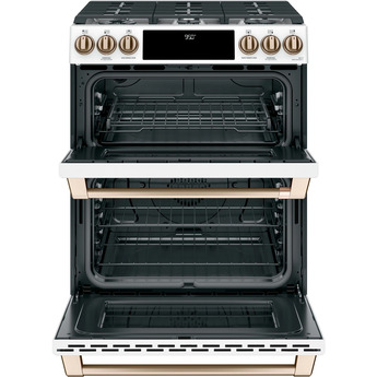 Cafe 30" Matte White Natural Gas Dual Fuel Sealed Burner Self Cleaning Slide-In Double Oven Range with Dark Gray Sides - Convection - ADA Compliant — thumbnail 14