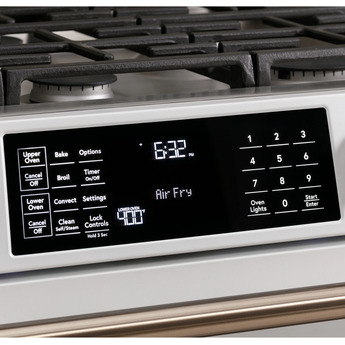 Cafe 30" Matte White Natural Gas Dual Fuel Sealed Burner Self Cleaning Slide-In Double Oven Range with Dark Gray Sides - Convection - ADA Compliant — thumbnail 18