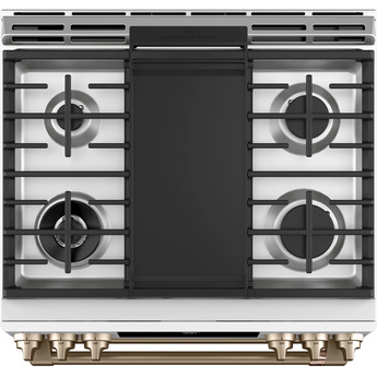 Cafe 30" Matte White Natural Gas Dual Fuel Sealed Burner Self Cleaning Slide-In Double Oven Range with Dark Gray Sides - Convection - ADA Compliant — thumbnail 25