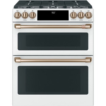 Cafe 30" Matte White Natural Gas Dual Fuel Sealed Burner Self Cleaning Slide-In Double Oven Range with Dark Gray Sides - Convection - ADA Compliant — thumbnail 28