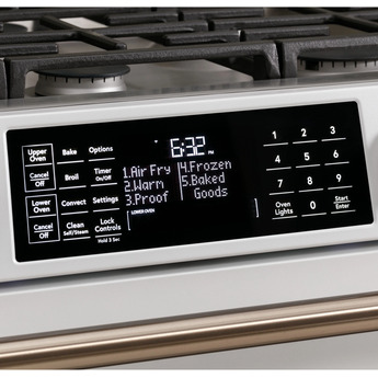 Cafe 30" Matte White Natural Gas Dual Fuel Sealed Burner Self Cleaning Slide-In Double Oven Range with Dark Gray Sides - Convection - ADA Compliant — thumbnail 32
