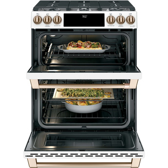 Cafe 30" Matte White Natural Gas Dual Fuel Sealed Burner Self Cleaning Slide-In Double Oven Range with Dark Gray Sides - Convection - ADA Compliant — thumbnail 33