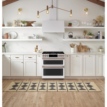Cafe 30" Matte White Natural Gas Dual Fuel Sealed Burner Self Cleaning Slide-In Double Oven Range with Dark Gray Sides - Convection - ADA Compliant — thumbnail 5