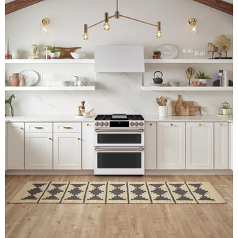 Cafe 30" Matte White Natural Gas Dual Fuel Sealed Burner Self Cleaning Slide-In Double Oven Range with Dark Gray Sides - Convection - ADA Compliant — thumbnail 9