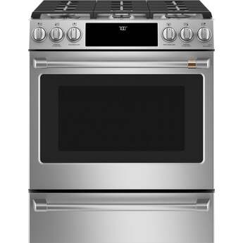 Cafe 30" Stainless Steel Sealed Burner Slide-In Natural Gas Range - Convection