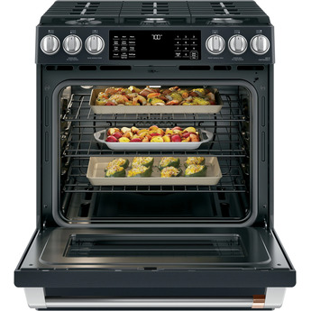 Cafe 30" Matte Black Natural Gas Sealed Burner Slide-In Range - Convection - ADA Compliant — thumbnail 16