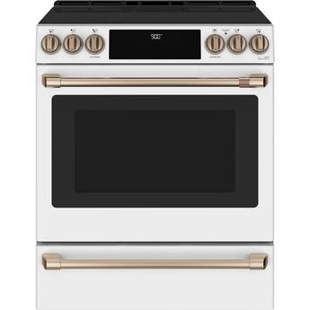 Cafe 30" White Smoothtop Electric Slide-In Range - Convection