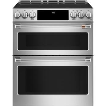 Cafe 30" Stainless Steel Smoothtop Electric Slide-In Double Oven Range - Convection