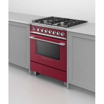 Fisher Paykel Classic 30" Red Dual Fuel (Natural Gas) Sealed Burner Range with Warming Drawer & Self Clean - Convection — thumbnail 2