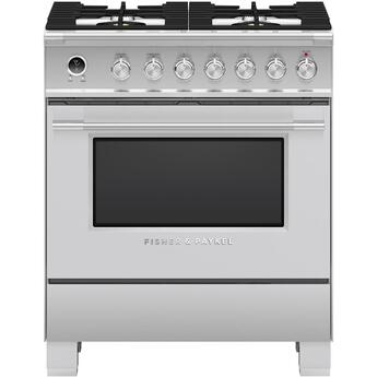 Fisher Paykel Classic 30" Brushed Stainless Steel Dual Fuel (Natural Gas) Sealed Burner Range with Warming Drawer & Self Clean - Convection