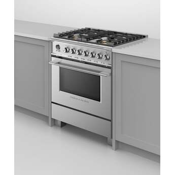 Fisher Paykel Classic 30" Brushed Stainless Steel Dual Fuel (Natural Gas) Sealed Burner Range with Warming Drawer & Self Clean - Convection — thumbnail 4