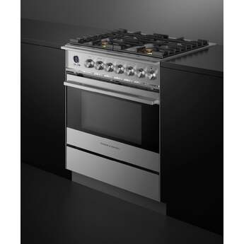 Fisher Paykel Contemporary 30" Brushed Stainless Steel Dual Fuel (Natural Gas) Sealed Burner with Warming Drawer & Self Clean - Convection — thumbnail 4