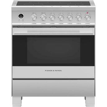 Fisher Paykel Contemporary 30" Brushed Stainless Steel Smoothtop Induction Range with Warming Drawer & Self Clean - Convection