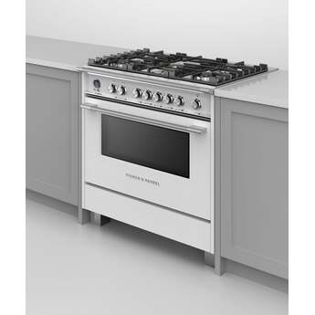Fisher Paykel Classic 36" White Dual Fuel (Natural Gas) Sealed Burner Range with Warming Drawer & Self Clean - Convection — thumbnail 3