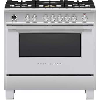 Fisher Paykel Classic 36" Brushed Stainless Steel Dual Fuel (Natural Gas) Sealed Burner Range with Warming Drawer & Self Clean - Convection