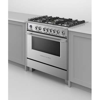 Fisher Paykel Classic 36" Brushed Stainless Steel Dual Fuel (Natural Gas) Sealed Burner Range with Warming Drawer & Self Clean - Convection — thumbnail 6