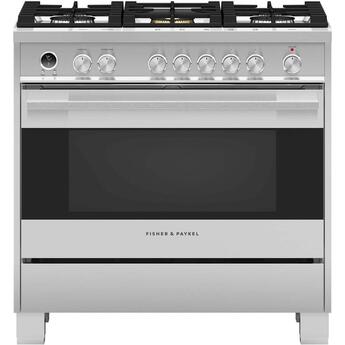 Fisher Paykel Contemporary 36" Brushed Stainless Steel Dual Fuel (Natural Gas) Sealed Burner with Warming Drawer & Self Clean - Convection