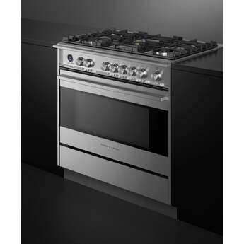 Fisher Paykel Contemporary 36" Brushed Stainless Steel Dual Fuel (Natural Gas) Sealed Burner with Warming Drawer & Self Clean - Convection — thumbnail 5
