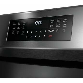Frigidaire 30 Inch Freestanding Electric Range with 5 Elements, 5.3 cu. ft. Convection Oven, EvenTemp Element, Bridge Element, Storage Drawer, Air Fry, Self Clean, and Star-K: Black Stainless Steel — thumbnail 2