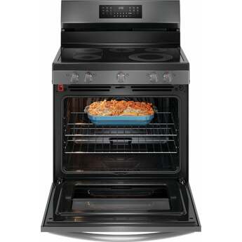 Frigidaire 30 Inch Freestanding Electric Range with 5 Elements, 5.3 cu. ft. Convection Oven, EvenTemp Element, Bridge Element, Storage Drawer, Air Fry, Self Clean, and Star-K: Black Stainless Steel — thumbnail 6