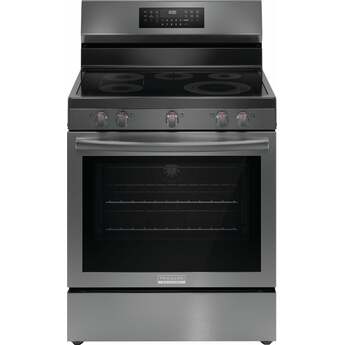 Frigidaire 30 Inch Freestanding Electric Range with 5 Elements, 5.3 cu. ft. Convection Oven, EvenTemp Element, Bridge Element, Storage Drawer, Air Fry, Self Clean, and Star-K: Black Stainless Steel — thumbnail 7