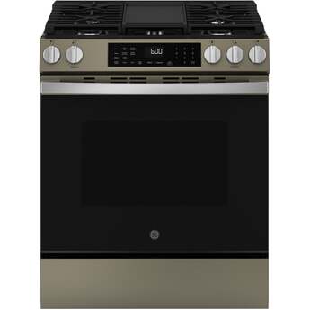 30" Slide-In Front-Control Convection Gas Range with No Preheat Air Fry and EasyWash™ Oven Tray: Slate With Stainless Handle