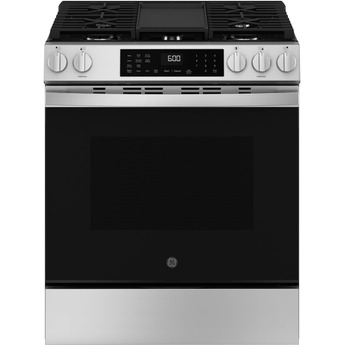 30" Slide-In Front-Control Convection Gas Range with No Preheat Air Fry and EasyWash™ Oven Tray: Fingerprint Resistant Stainless