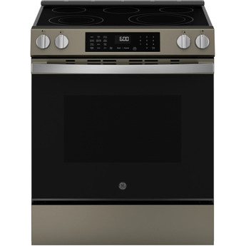 30 Inch Slide-In Electric Smart Range with 5 Smoothtop Elements, 5.3 cu. ft. Convection Oven, Power Boil™ Burner, Warming Zone, Storage Drawer, Sabbath Mode, Steam Clean, and ADA Compliant: Slate With Stainless Handle