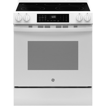 30 Inch Slide-In Electric Smart Range with 5 Smoothtop Elements, 5.3 cu. ft. Convection Oven, Power Boil™ Burner, Warming Zone, Storage Drawer, Sabbath Mode, Steam Clean, and ADA Compliant: White