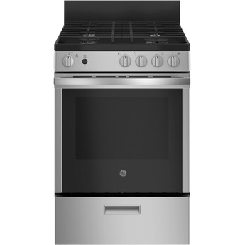 GE 24" Stainless Steel Slide-In Natural Gas Sealed Burner Range - ADA Compliant with Steam Clean