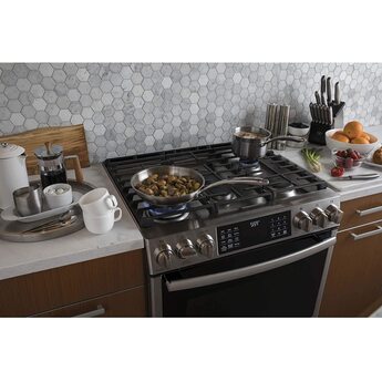 GE Profile 30" Stainless Steel Gas Slide-In Sealed Burner Range - Convection - ADA Compliant — thumbnail 2
