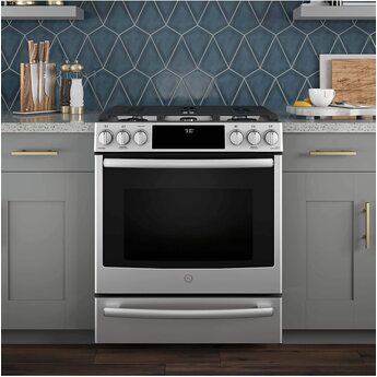 GE Profile 30" Stainless Steel Gas Slide-In Sealed Burner Range - Convection - ADA Compliant — thumbnail 3