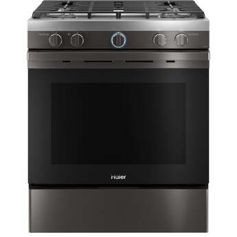 Haier 30" Black Stainless Steel Natural Gas Slide-In Sealed Burner Range - Convection — thumbnail 30