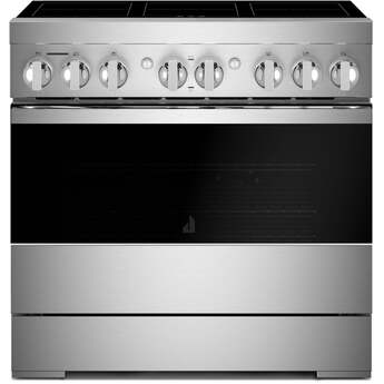 Jenn Air 36 Inch Freestanding Induction Smart Range with 6 Heating Elements, 5.1 cu. ft. Oven Capacity, Flex-Choice™ Zones, Halo-Effect Knobs, Dual-Fan True Convection and Pan Detection: Noir