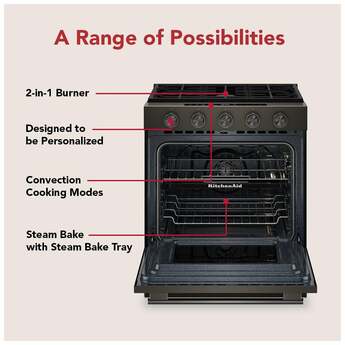 KitchenAid 5.0 Cu. Ft. Smart Slide-in Gas Range with Convection Cooking Modes and 2-in-1 Burner: Black Ore — thumbnail 12
