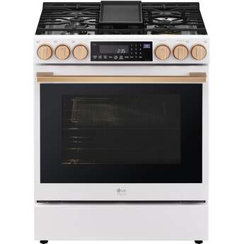 LG Studio LSGS6338N 30 Inch Slide-In Gas Smart Range Essence White